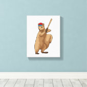 Toile Écureuil au baseball avec une batte de baseball (Insitu (Plancher de Bois))
