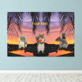Toile Écureuils mignons au coucher du soleil tropical (Insitu (Plancher de Bois))