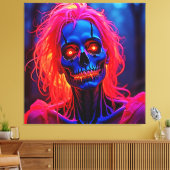 Toile Eerie Skeleton avec conception de cheveux roses (Insitu(Salon))