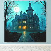 Toile Eerie Victorian Mansion Lune (Insitu (Plancher de Bois))