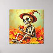 Toile Éffrayant Automne Skeleton's Coffee Break Design (Recto)