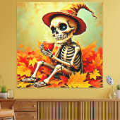 Toile Éffrayant Automne Skeleton's Coffee Break Design (Insitu(Salon))