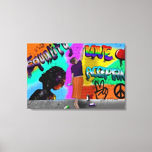 Toile Egalité, amour et acceptation Main-d'oeuvre (Recto)