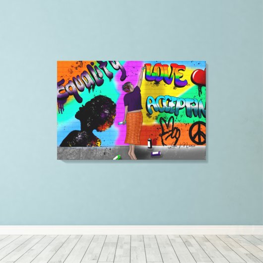 Toile Egalité, amour et acceptation Main-d'oeuvre (Insitu (Plancher de Bois))