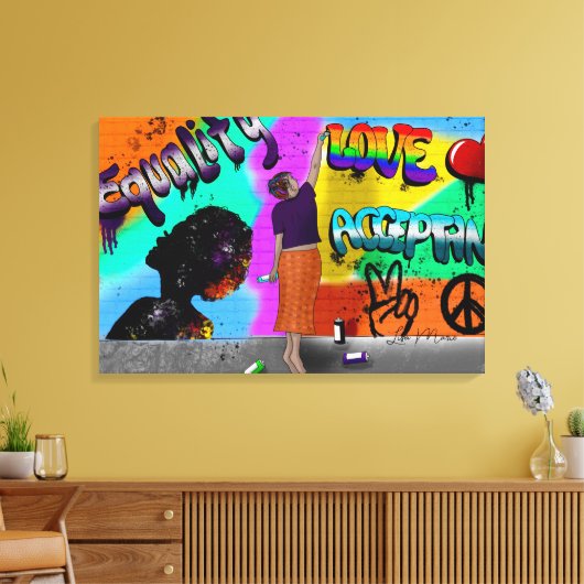 Toile Egalité, amour et acceptation Main-d'oeuvre (Insitu(Salon))