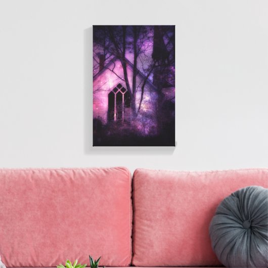 Toile Église ancienne abandonnée, lumière violette (Insitu(Salon))