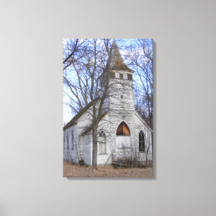 Toile Église blanche abandonnée de pays