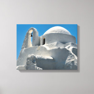 Toile Église blanchie à la chaux, Mykonos, Grèce