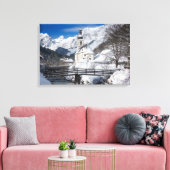 Toile Eglise dans la neige avec les Alpes (Insitu(Salon))