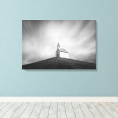 Toile Eglise sur une colline en noir et blanc (Insitu (Plancher de Bois))