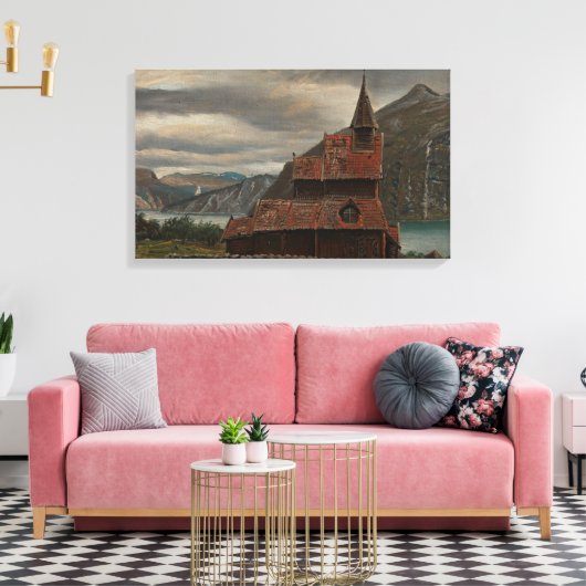 Toile Église traditionnelle en bois en stave en Norvège (Insitu(Salon))