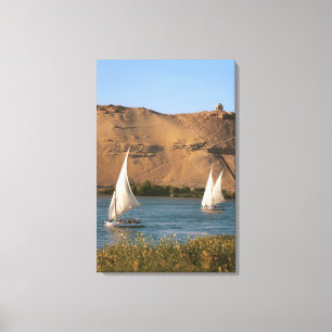Toile Egypte, Assouan, Nil River, voiliers Felucca,