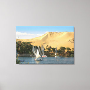 Toile Égypte, Assouan, Nil, voiliers felouques, 2