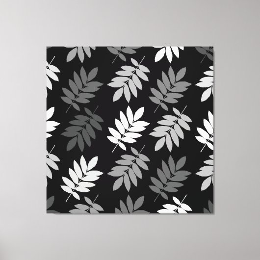 Toile Elder Leaf Big Pattern Black White Grey (Recto)