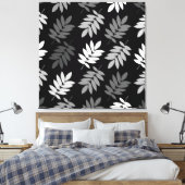 Toile Elder Leaf Big Pattern Black White Grey (Insitu(Chambre))