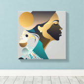 Toile Élégance abstraite en vert bleu et or # 1 (Insitu (Plancher de Bois))