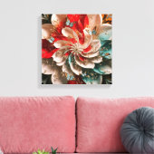 Toile Élégance Abstraite : Enigmatic Woman in Poppy Hues (Insitu(Salon))