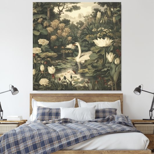 Toile Élégance botanique - Le cygne dans la forêt (Insitu(Chambre))