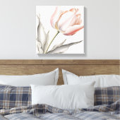 Toile Élégance en fleur : Tulipe rose avec Feuilles (Insitu(Chambre))