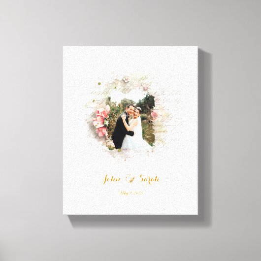 Toile Élégance florale, cadre photo Mariage (Recto)