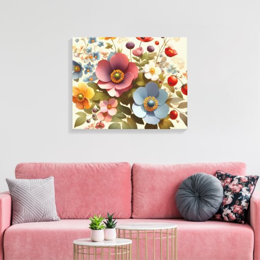 Toile Élégance florale douce (Insitu(Salon))