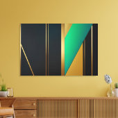 Toile Élégance Géométrique Or et Émeraude (Insitu(Salon))