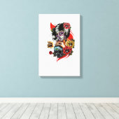 Toile "Élégance gothique : Dame au crâne et Pendentif" (Insitu (Plancher de Bois))