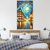 Toile Élégance Lune - Villes inspirées par Van Gogh (Insitu(Chambre))