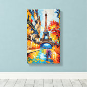 Toile Elégance parisienne / Tour Eiffel en lumière / (Insitu (Plancher de Bois))