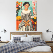 Toile Élégance striée avec fleurs (Insitu(Chambre))
