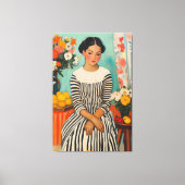 Toile Élégance striée avec fleurs (Recto)