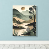 Toile Élégance Terreuse : Abstrait Sage et Noir (Insitu (Plancher de Bois))
