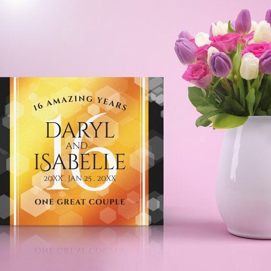 Toile Élégant 16ème anniversaire de Mariage de Topaz d'o