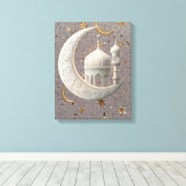 Toile Elegant 3D White Crescent & Mosque Ramadan Design (Insitu (Plancher de Bois))