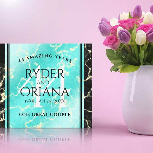 Toile Élégant 44ème anniversaire de Mariage turquoise