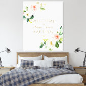 Toile Élégant blanc Blush Floral Welcome Baptism Signal (Insitu(Chambre))