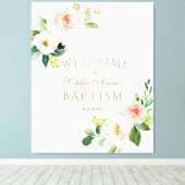 Toile Élégant blanc Blush Floral Welcome Baptism Signal (Insitu (Plancher de Bois))