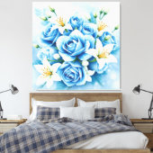 Toile Elégant bleu Rose Floral Art Imprimer (Insitu(Chambre))