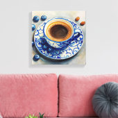 Toile Elegant Blue Coffee Cup with Blueberries – Realist (Insitu(Salon))