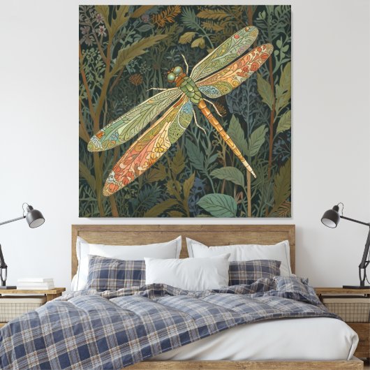 Toile Elegant boho green dragonfly (Insitu(Chambre))