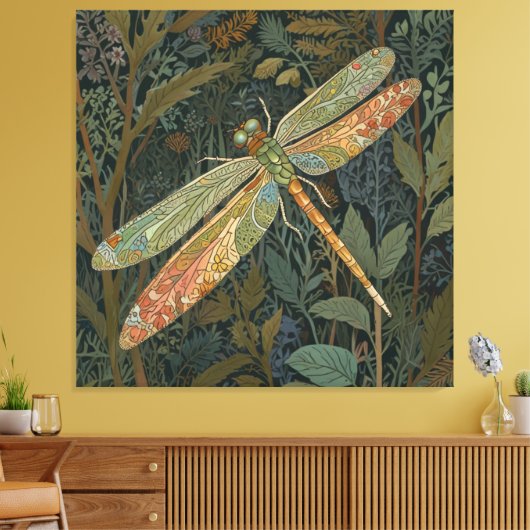 Toile Elegant boho green dragonfly (Insitu(Salon))