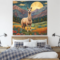 Elégant boho llama alpaga paysage vintage