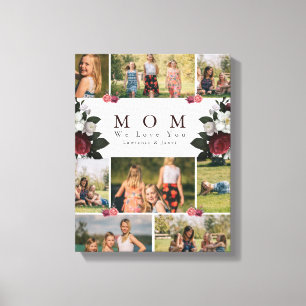 Toile Elégant Botanique Floral Maman 8 Photo Collage cad