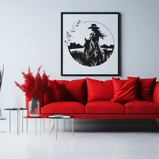 Toile Élégant Cheval Fleur Equestre
