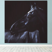 Toile Élégant cheval noir peint à la main (Insitu (Plancher de Bois))