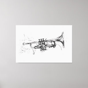 Toile Elégant croquis de trompette -