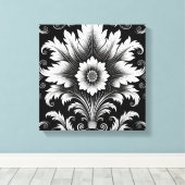 Toile Elégant décor floral baroque noir & blanc (Insitu (Plancher de Bois))