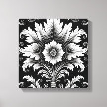 Elégant décor floral baroque noir & blanc