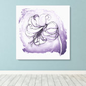 Toile Élégant dessin floral violet et blanc Lily (Insitu (Plancher de Bois))