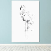 Toile Elégant Flamant rose Portrait Sketch - Premium (Insitu (Plancher de Bois))